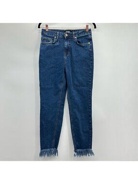 Missguided Riot Rigid High Rise Fringe Hem Ankle Jeans 4